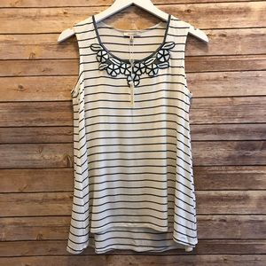 Max Studio Striped Floral Tank Size Small NWT